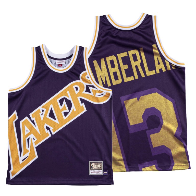 Men's Los Angeles Lakers Wilt Chamberlain #13 NBA HWC Big Face Purple Basketball Jersey ZHV5383FJ